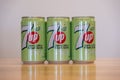 13 March 2024 - Calgary Alberta Canada - 6 Pack of diet 7up mini Soda cans