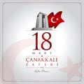 18 March, Canakkale Victory Day Turkey celebration card.