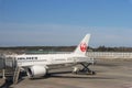 2020 March 04. Chiba JAPAN. Parking Japanese JAL airline airplane for prepare to departure at Narita international airport