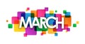 MARCH colorful overlapping squares banner Royalty Free Stock Photo