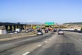 March 16, 2019 Corona / CA / USA - Approaching I15 and driving towards San Diego on a day with heavy traffic; San Bernardino Royalty Free Stock Photo