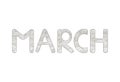 March. Creative hand drawn letters. Coloring page.