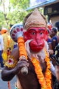 13 March 2022, Dang Darbar, Ahwa, Gujarat- India, Lord Hanumanji Face mask like costume in tribal people festival