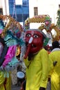 13 March 2022, Dang Darbar- Ahwa, Gujarat - India, People with huge traditional face mask celebrating the festival of tribal