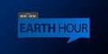 25 March, Earth Hour banner isolated on yellow background. Banner design template in paper cutting art style. Vector.