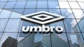 Editorial, Umbro logo on glass building.