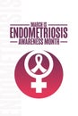 March is Endometriosis Awareness Month. Holiday concept. Template for background, banner, card, poster with text