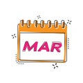 MARCH. A flip calendar sheet with the name of the month of the year