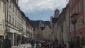 March 31, 2024. Fussen, Germany. Altstadt, Fuessen, Bayern, Deutschland. Old town in sunny weather with people resting