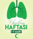 1-7 March Green Crescent Week. Translate: 1-7 Mart Yesilay Haftasi