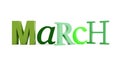 March green text title calendar background