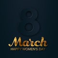 8 March greeting card to International Women`s Day. 3d paper cut number 8. Trendy banner, tag, flyer, postcard, poster