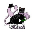 8 March greeting card with a cat and flower Royalty Free Stock Photo