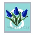 8 March greeting card for international women's day with flowers, tulips Royalty Free Stock Photo