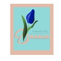 8 March greeting card for international women's day with flowers, tulips Royalty Free Stock Photo