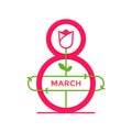 8 March greeting icon or logo design template