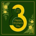 8 March Happy Women`s Day Floral Greeting card