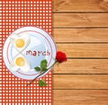 8 march happy women`s day template with number eight shaped omel