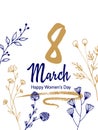 8 March Happy Women`s Day vector card