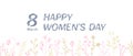8 March Happy Women`s Day vector card. Meadow flowers blossom