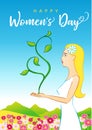 8 March Happy Womens Day beautiful woman greeting card Royalty Free Stock Photo