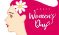 8 March Happy Womens Day beautiful woman pink greeting card Royalty Free Stock Photo