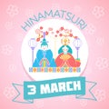 3 March Hinamatsuri on a pink background