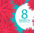 8 March holiday background with paper cut Frame Flowers. Happy M Royalty Free Stock Photo