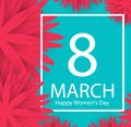 8 March holiday background with paper cut Frame Flowers. Happy M Royalty Free Stock Photo