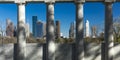 MARCH 7, 2018 , HOUSTON, TEXAS - High rise buildings in Houston cityscape from Glenwood Cemetery,. Cemetery, office Royalty Free Stock Photo