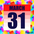March 31 icon. For planning important day. Banner for holidays and special days. March thirty-first.