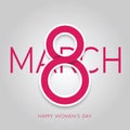 8 march. International Happy women`s day. Flat design. Eight symbol. Minimal and clean. Easy to edit.