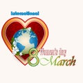 8 March International Woman's day background with heart filled by arabesques Royalty Free Stock Photo