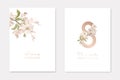 8 March International Woman`s Day and Happy Mother`s Day Elegant Greeting Cards Set, Creative Design Composition