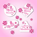 8 March International Women Day Greeting Card Stamp Icon Set Royalty Free Stock Photo