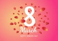 8 march international women`s day background with flower petals. illustration can be used in the newsletter, brochures, postcards,