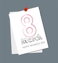 8 March, International Women`s Day. Drawing on the Paper Royalty Free Stock Photo