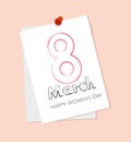 8 March, International Women`s Day. Drawing on the Paper Royalty Free Stock Photo