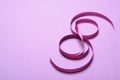 8 March, International Women`s Day Greeting, Purple Ribbon in 8 Shape Royalty Free Stock Photo