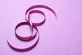 8 March, International Women`s Day Greeting, Purple Ribbon in 8 Shape