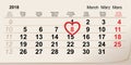 8 March 2018 International Women s Day. Red heart symbol love calendar reminder