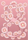 March 8, International Women's Day card. The Big Eight in flowers on a pink background. Royalty Free Stock Photo