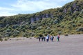 March 3 2023 - Irazu Volcano, Costa Rica: People hike in the ashfield of the Irazu volcano Royalty Free Stock Photo