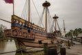 March 27, 2018 - Jamestown, VA: View of Historic replica sailing ships displayed at Jamestown