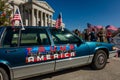 MARCH 4, 2017 - JEFFERSON CITY - TRUMP AMERICA CAR SIGN shows President Trump Supporters At Rally, Jefferson City, State Capitol o