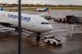 10 March 2019 Kyiv Boryspil International Airport Turkish Airlines aircraft on ramp jetliner aircraft at apron waiting for Royalty Free Stock Photo