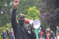 Man speaks at Salem, Oregon Black Lives Matter protest