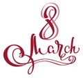 8 march lettering text for greeting card