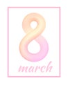 March 8 from light pink colored abstract rounded line