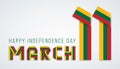 March 11, Lithuania Independence Day congratulatory design with Lithuanian flag colors. Vector illustration